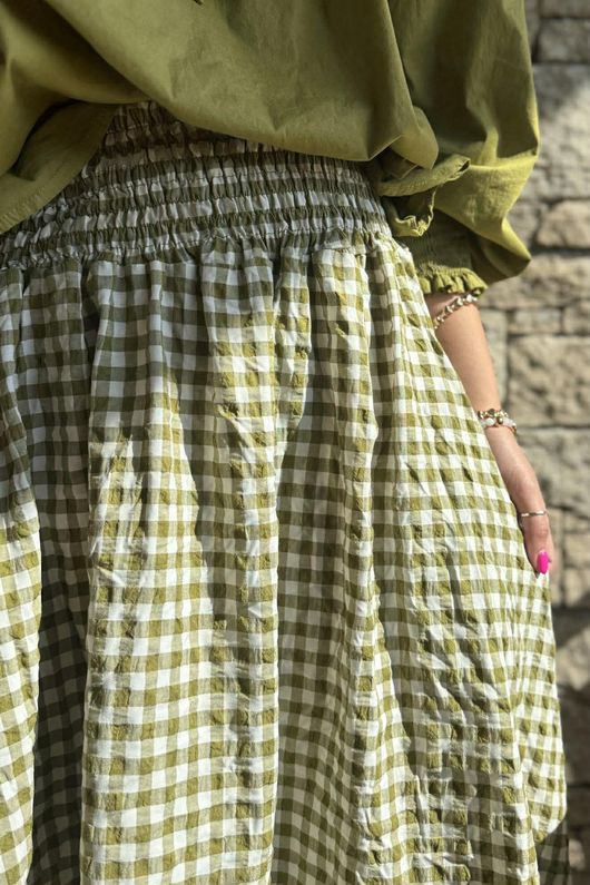 Nonni Gingham Ripley Skirt Olive